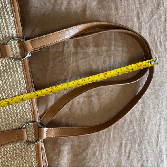 Floral Embroidered woman’s Tan woven Tote Bag - Picture 16 of 16